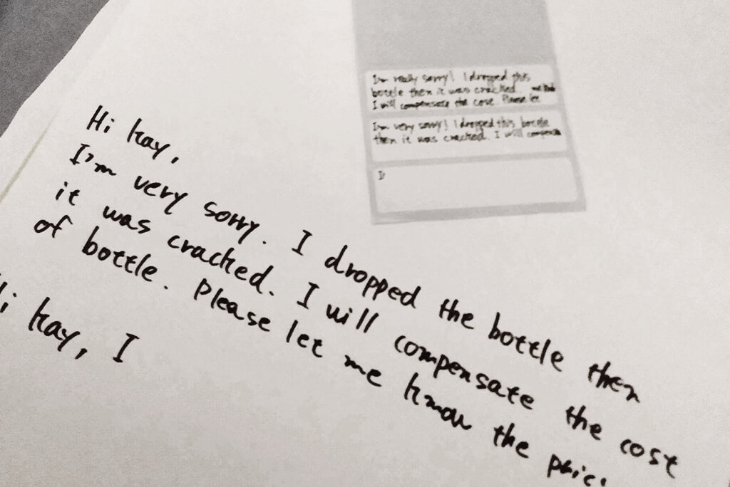 Apologetic letter for broken soap bottle