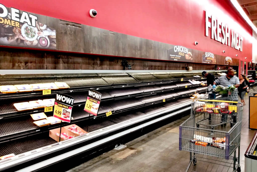 Empty display in the US supermarket due to coronavirus