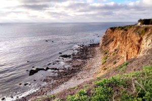 View of cliff and ocean at USA California