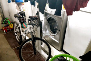 There are a bike, a laundry machine at garage in Torrance