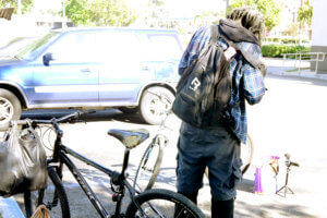 Homeless man at parking in LA