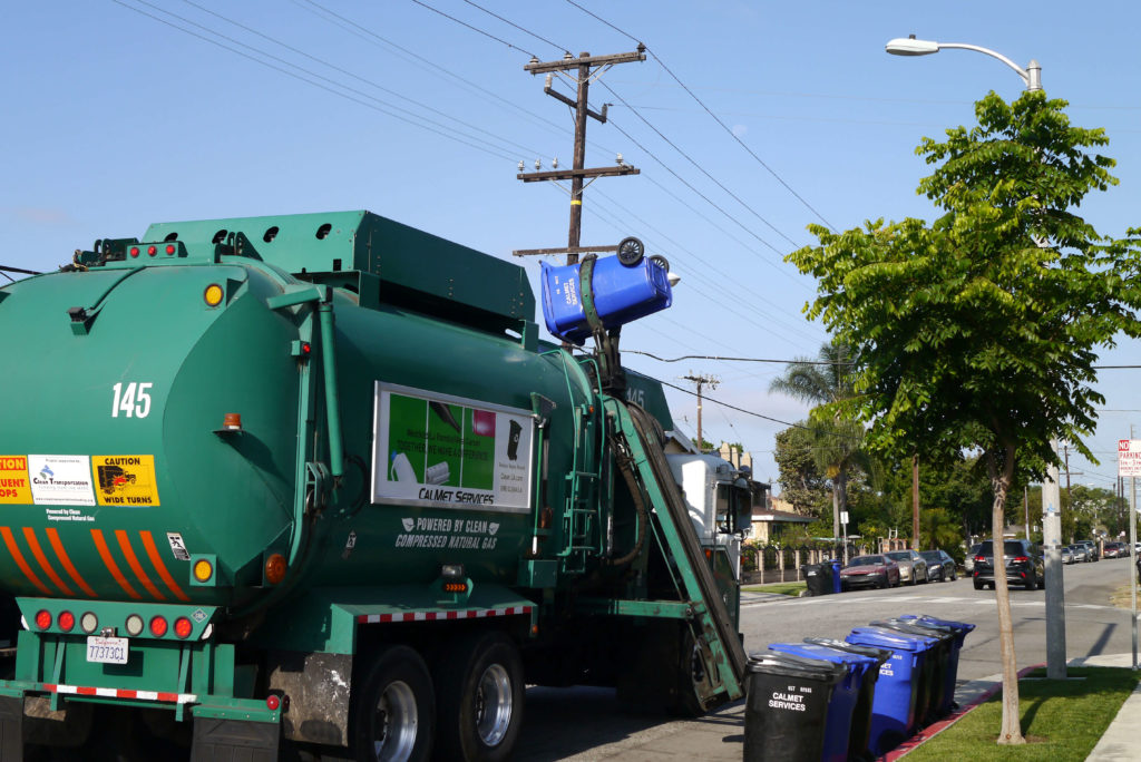 American monster garbage truck in California