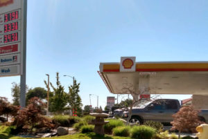 Gas stand Shell Japanese garden in the US