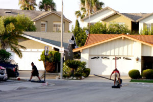 Houses in California play basket ball