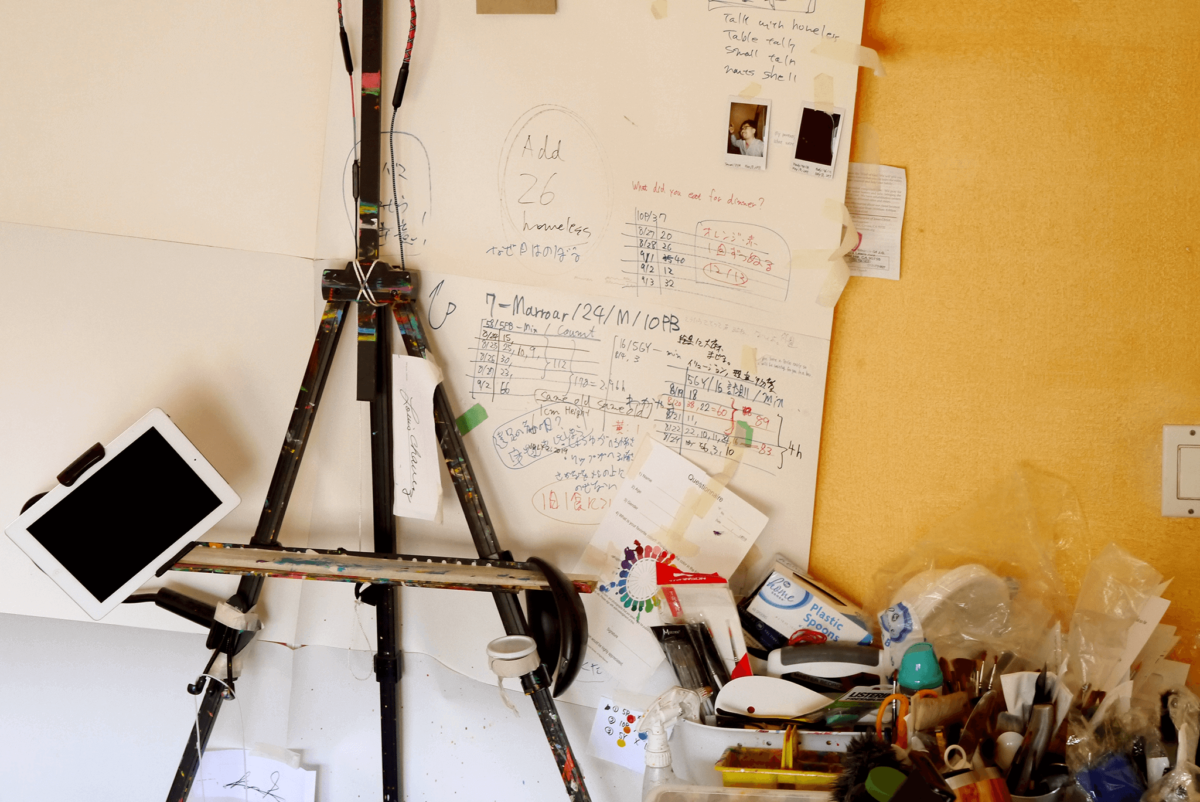 Painter studio paper wall Painter studio paper wall