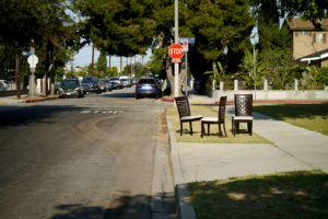 Wood chairs on the road side in the US