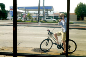 Artist portrait in the mirror Tomoni Shintaku in the US California