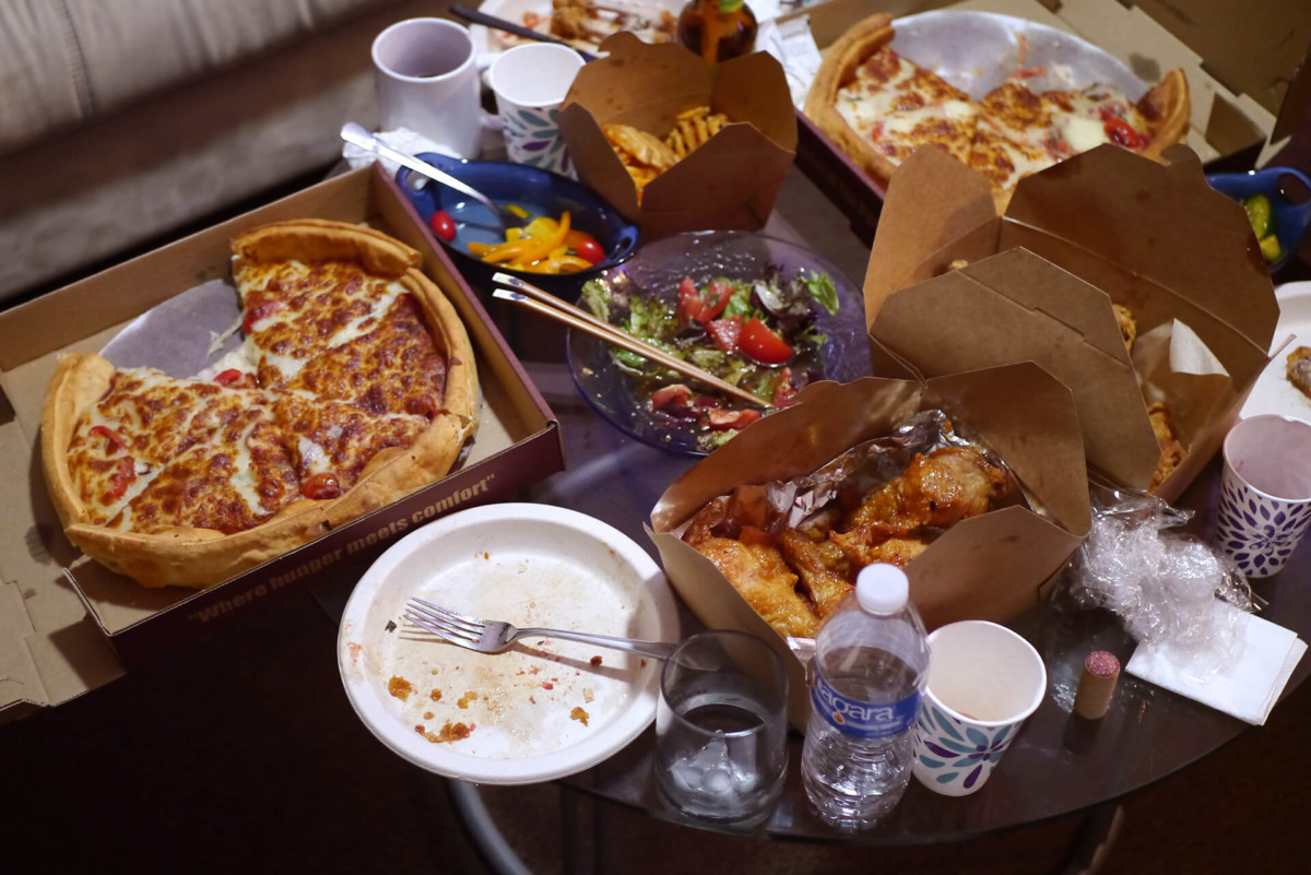 pizza salad dishes Pizza salad and dishes