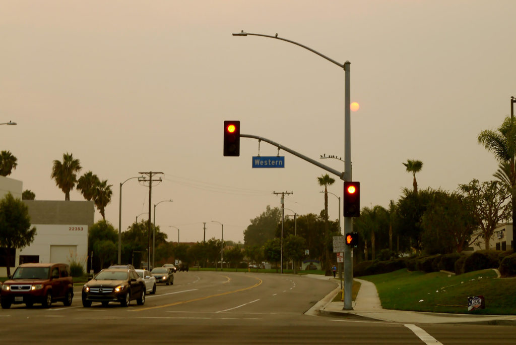 California roads, traffic lights and sunsets
