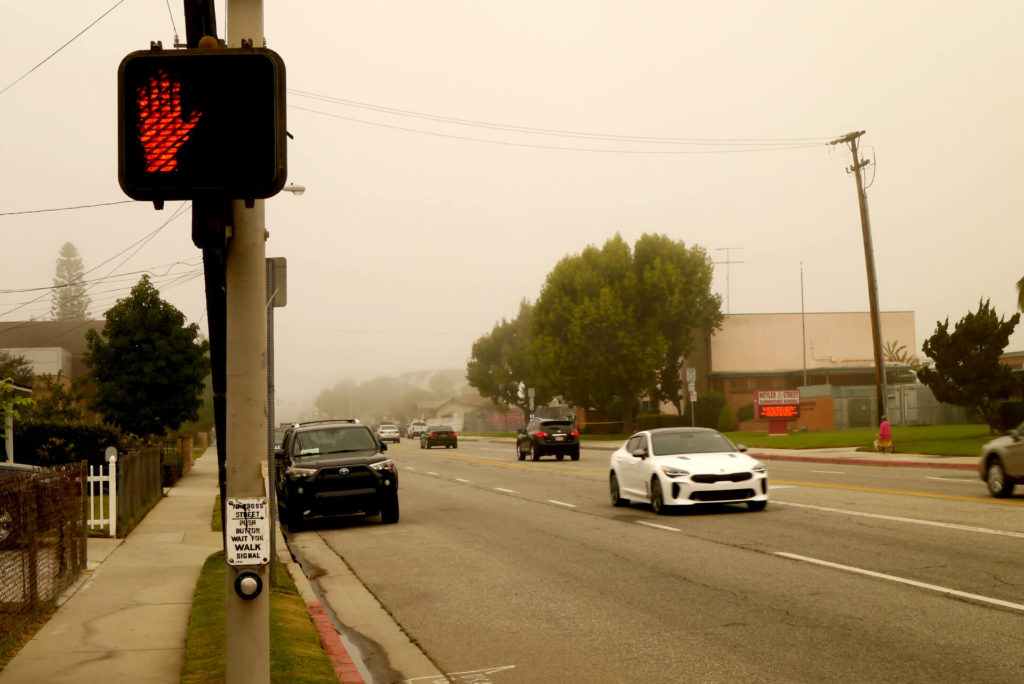 California roads smoked white with wildfire smoke