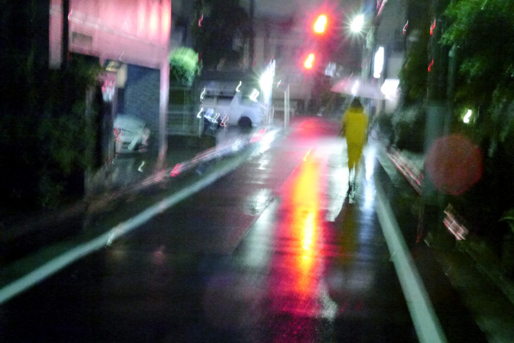 The way to the hotel at rainy day in Japan