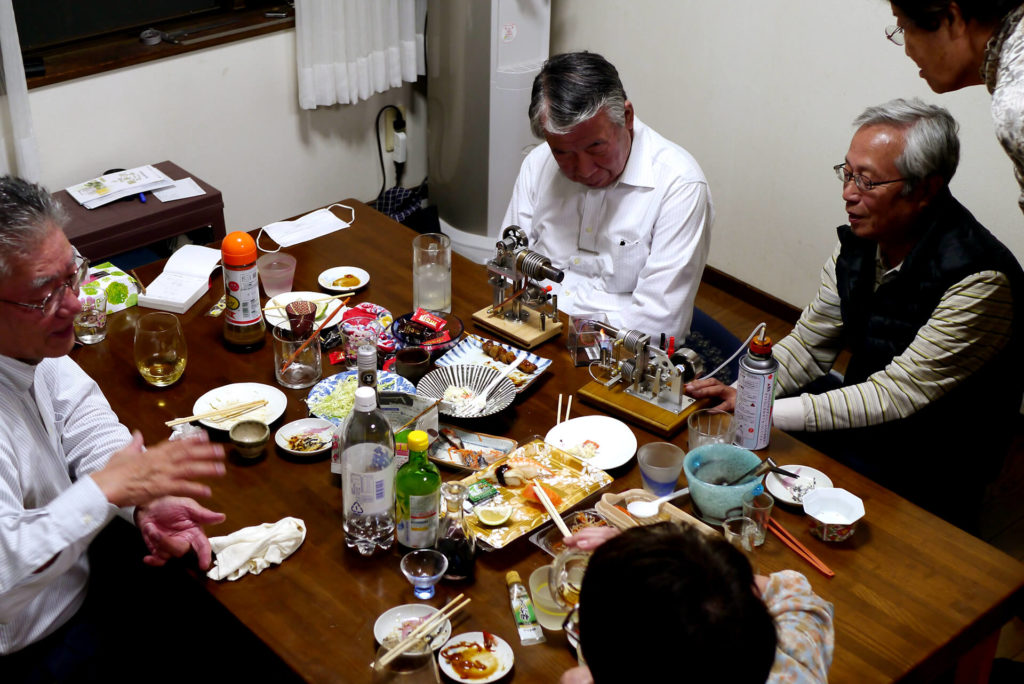 Elder people drinking party at parentes home in Hiroshima