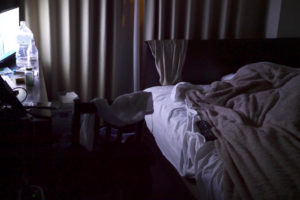 Hotel room in the dark