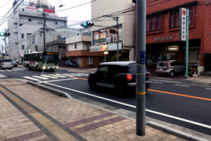 city view of Hiroshima in the rainy day