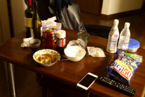 Curry on the table in dark room