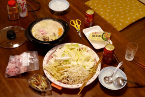 Japanese Ishikari hot pot on the table