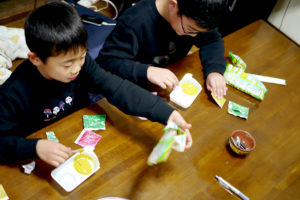 Nephews making snack