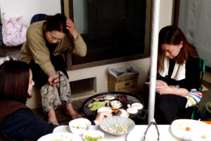 Three women having BBQ at home Hiroshima Japan