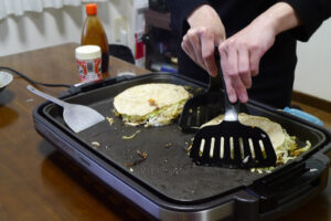 Cooking hiroshima okonomi-yaki at home