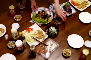 Japanese dishes on the table