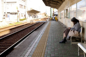 Woman at the station in Hiroshima Japan