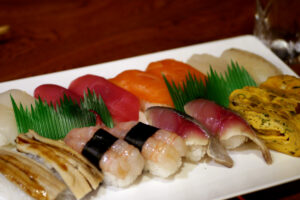 Japanese traditional sushi on the table