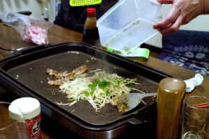 Grilled dishes it called Teppanyaki in Japanese in Hiroshima Japan