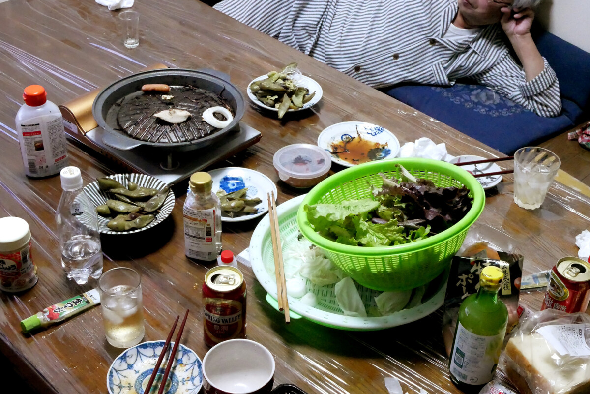Japanese home style BBQ After eating yakiniku at home in Hiroshima Japan