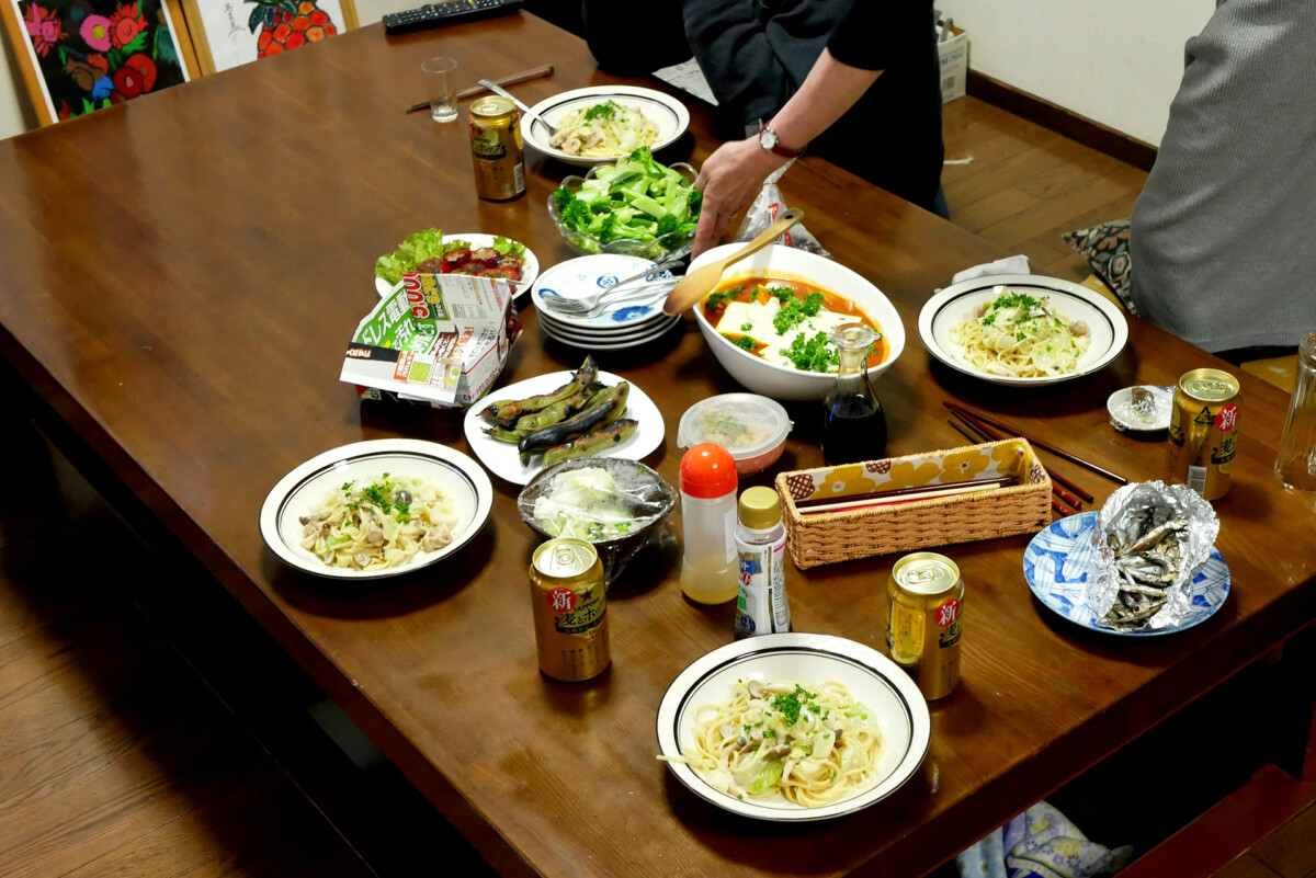 Japanese dinner Japanese hand-made dinner on the table in Hiroshima Japan