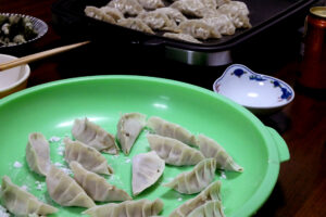 Hand-maid Gyoza Chinese dumpling at Japanese family