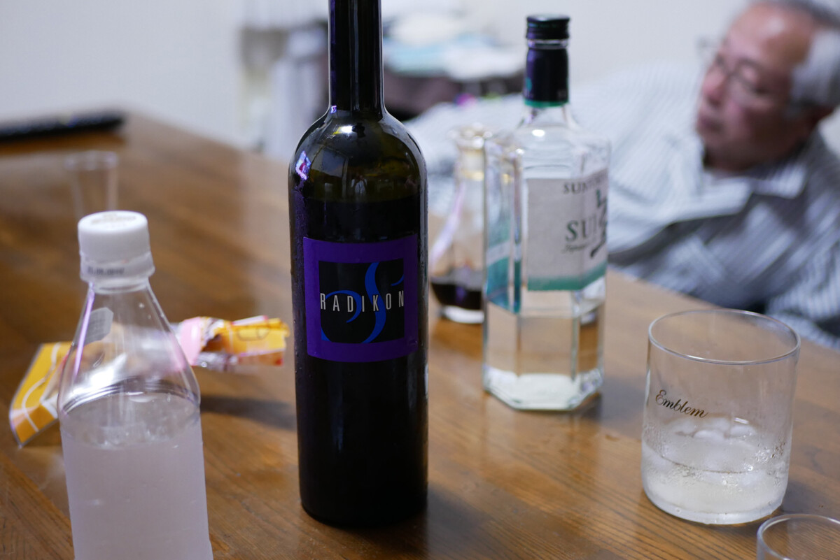 Radikon red wine bottle of Radikon red wine on the table