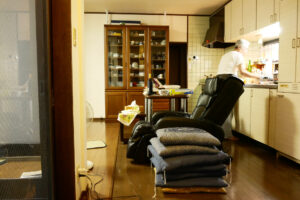 A man who is mad dad standing on the Japanese kitchen in Hiroshima Japan