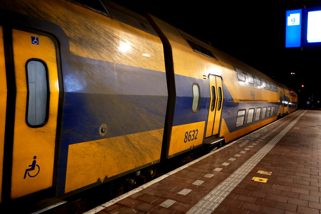 In the night, NS intercity train in the Netherlands