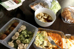 Dutch TV dinner, a lot of mushrooms on the table