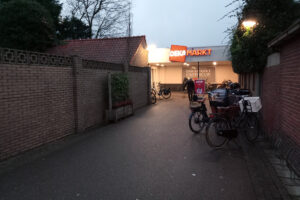 Front of the Deka Markt in the Netherlands Castricum in the evening