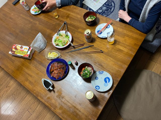 Grilled Unagi dinner on the table