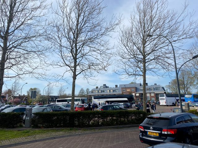 Students travel bus on the load in the Netherlands