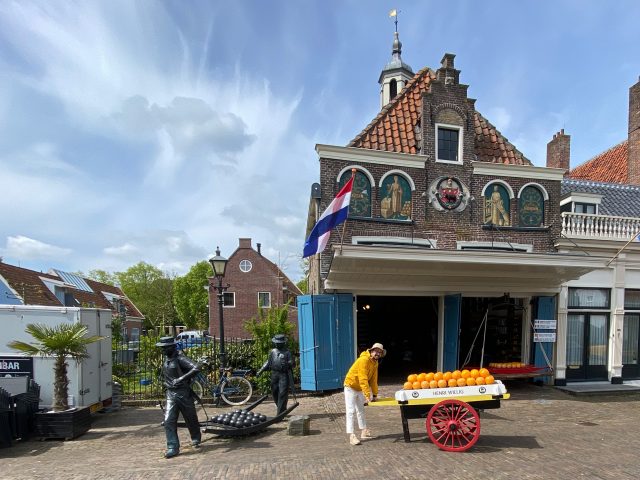 Blue sky view of edam cheese in Edam Netherlands