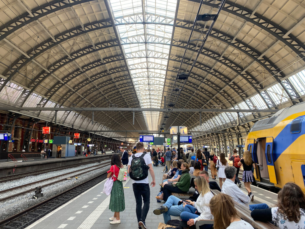 View of Amsterdam station in the Netherlands