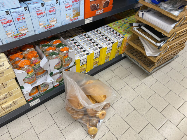 Bread to be discarded at the supermarket