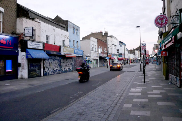 the view of Lewisham street in the evening