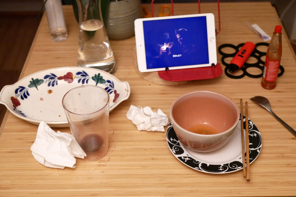 empty plate and bowl ipad on the table