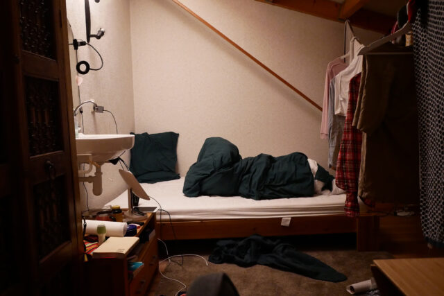 hanged clothes in the attic room in the netherlands