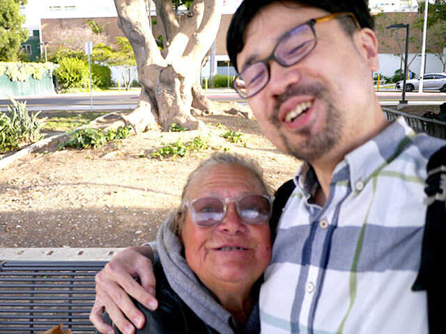 Photographing elements for the ONE BITE CHALLENGE series, homeless people