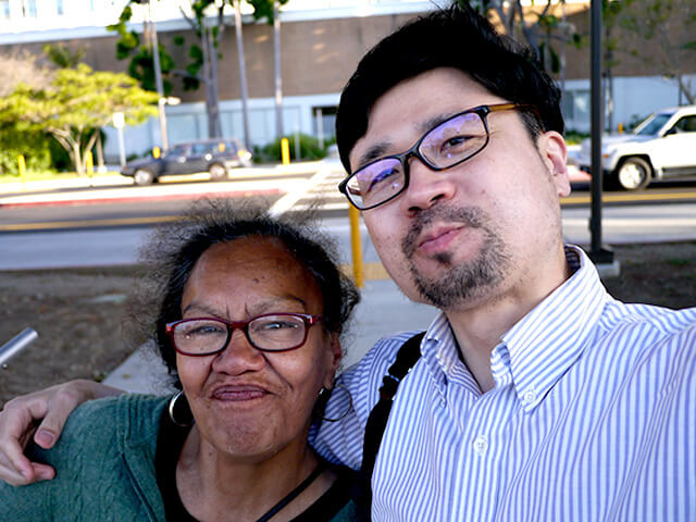 Photographing elements for the ONE BITE CHALLENGE series, homeless people