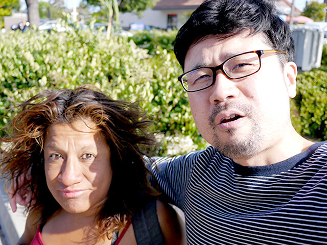 Photographing elements for the ONE BITE CHALLENGE series, homeless people