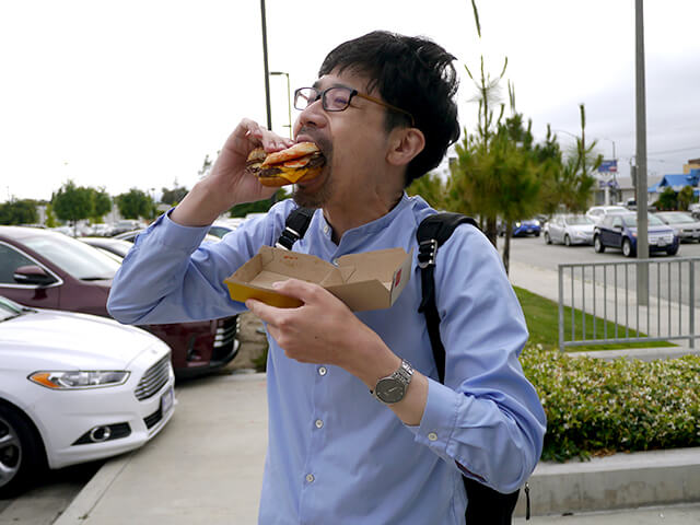 Photographing elements for the ONE BITE CHALLENGE series, homeless people