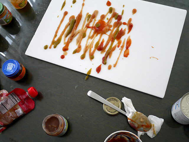 Photographing elements for Paste Abstraction, Baby food, liquid foods series