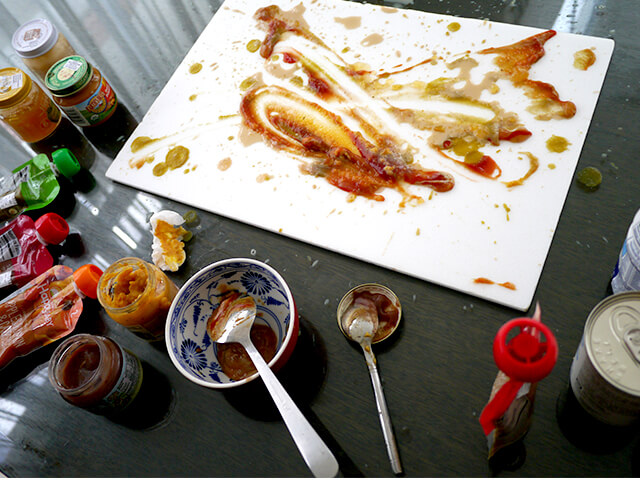 Photographing elements for Paste Abstraction, Baby food, liquid foods series