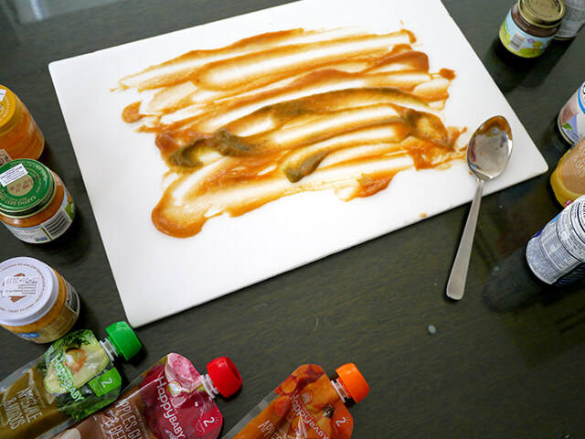 Photographing elements for Paste Abstraction, Baby food, liquid foods series